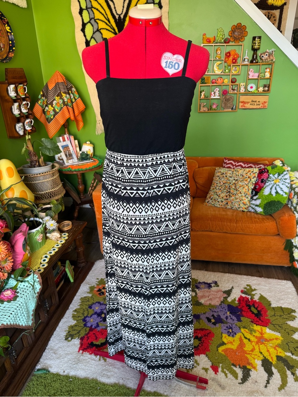 Reitmans Black & White Geometric Maxi Dress
